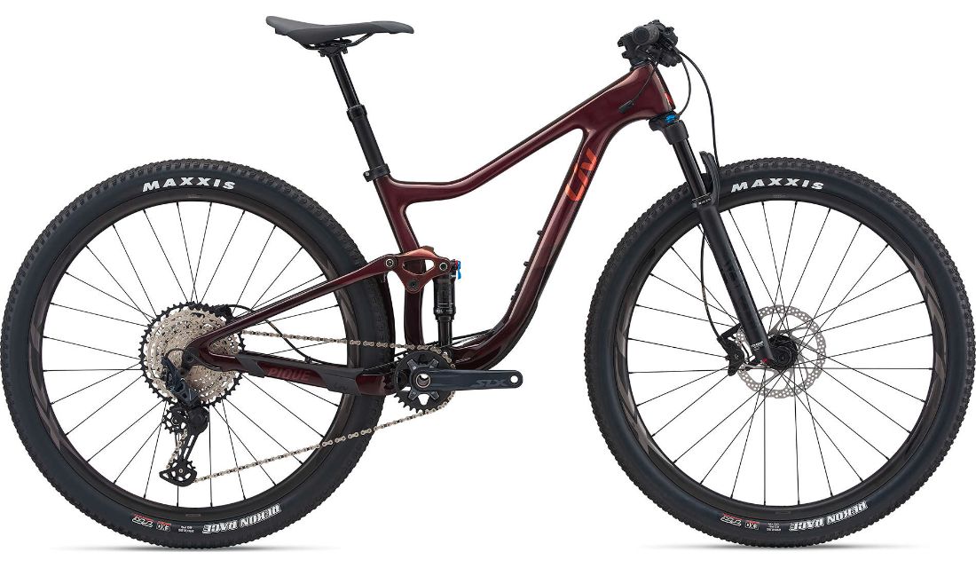 Dark red 2021 Liv Pique Advanced Pro 2 cross-country mountain bike