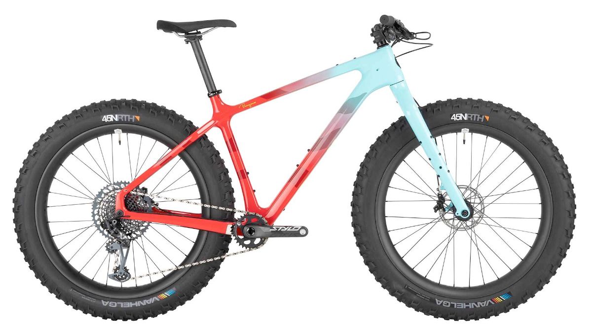 Light blue to red orange 2022 Salsa Beargrease race fatbike