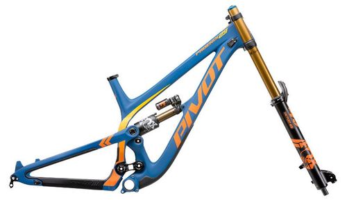 Blue and orange 2020 Pivot Phoenix frame kit with fork