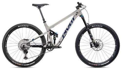 Light tan 2020 Pivot Switchblade Race XT enduro mountain bike