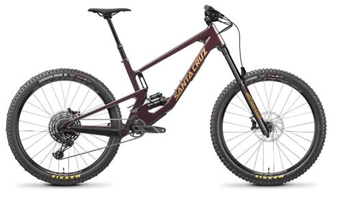 Dark red 2021 Santa Cruz Nomad full-suspension bike