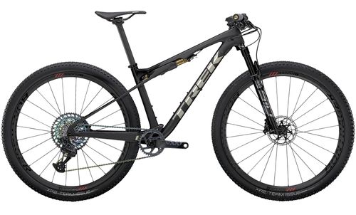 Black and carbon 2021 Trek Supercaliber 9.9 XX1 XC mountain bike