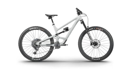Light gray 2021 YT Capra Uncaged 6 mountain bike